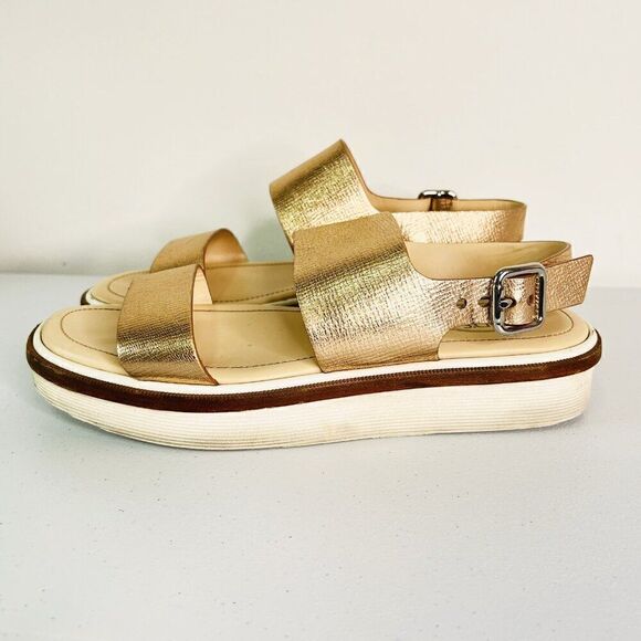 Tod's Rose Gold Genuine Leather Strappy Sandals - Picture 3 of 7